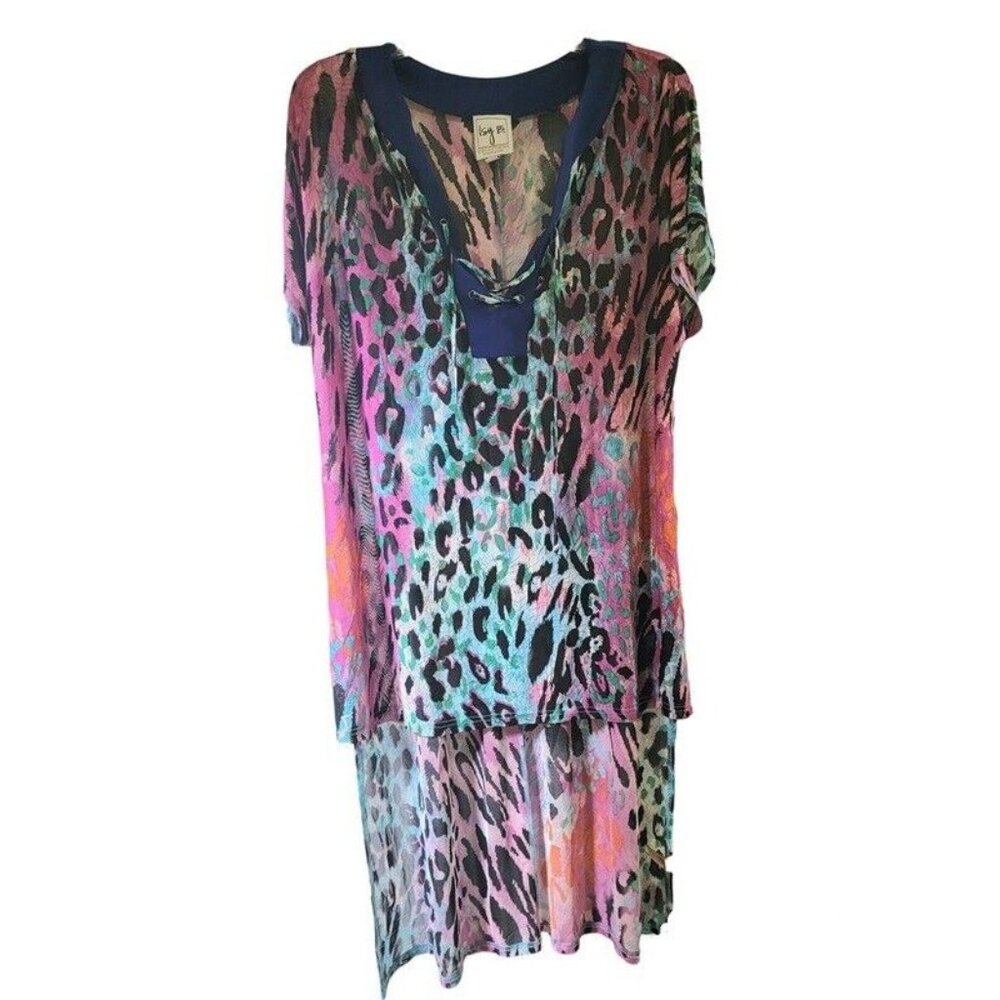 NWOT Isy B. 2X 3x Floral Animal Print Hi-Lo Kimono Cover Up 121732